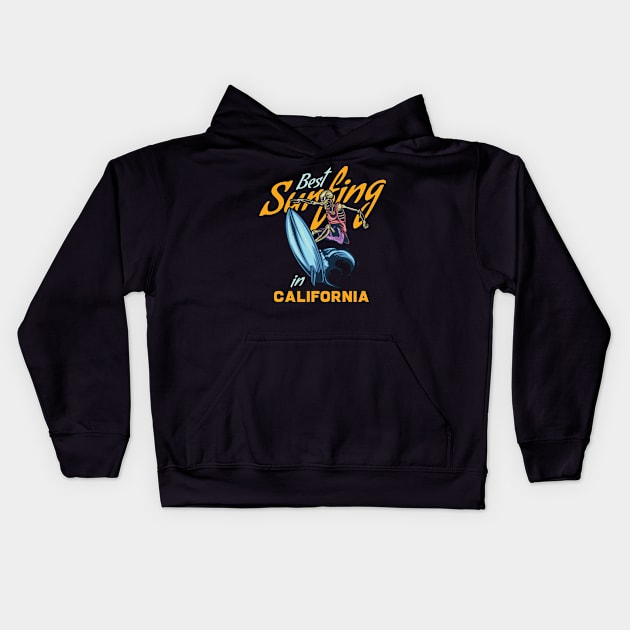 Surfing California Kids Hoodie by animericans